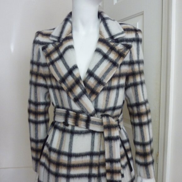 Mackage Sienna Wool-Blend Belted Coat In Plaid Print - Picture 10 of 15